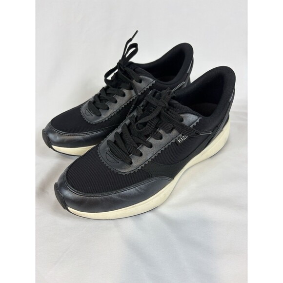 Kizik Paris Sneakers Black Knit Leather Size 8.5 Lightweight Comfort - Picture 1 of 12